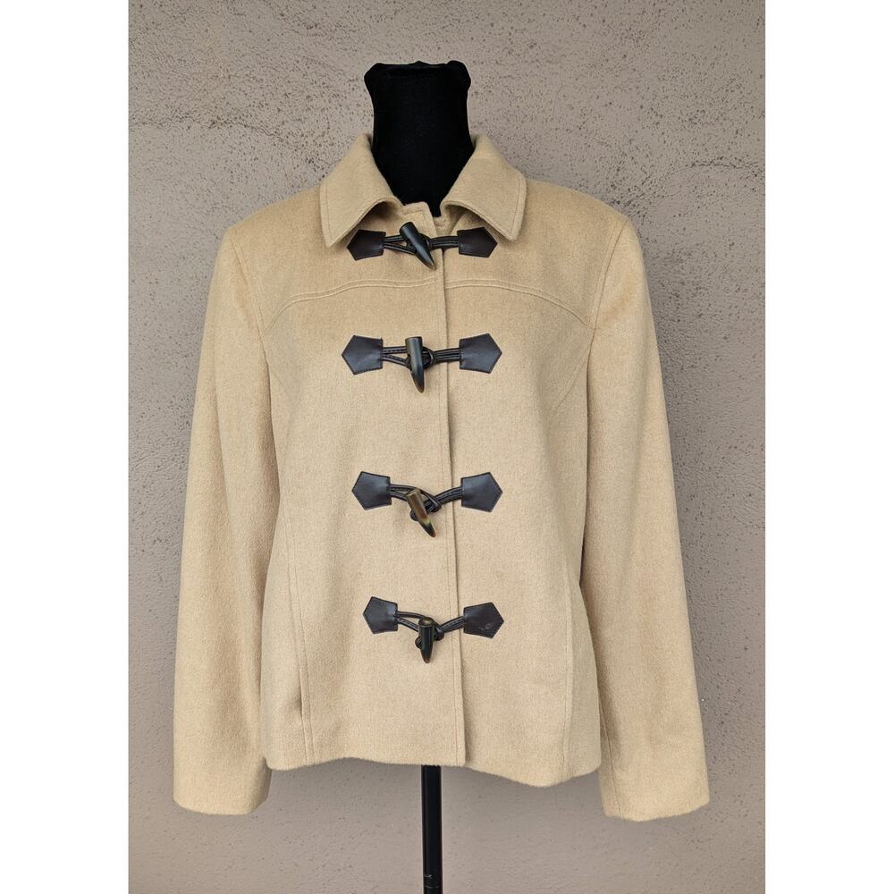 💜Vintage Talbots Camel Hair Toggle Coat Petite 12 Made in Italy Duffle Barn